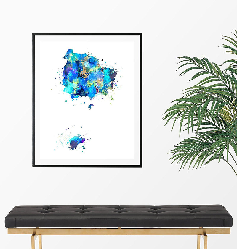 Norfolk Island Map Art Print - Unframed - Zuzi's