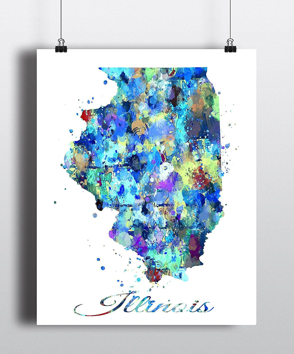 Illinois Map Watercolor Art Print - Unframed - Zuzi's