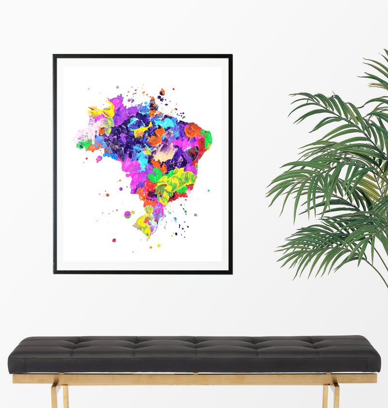 Brazil Map Art Print - Unframed - Zuzi's