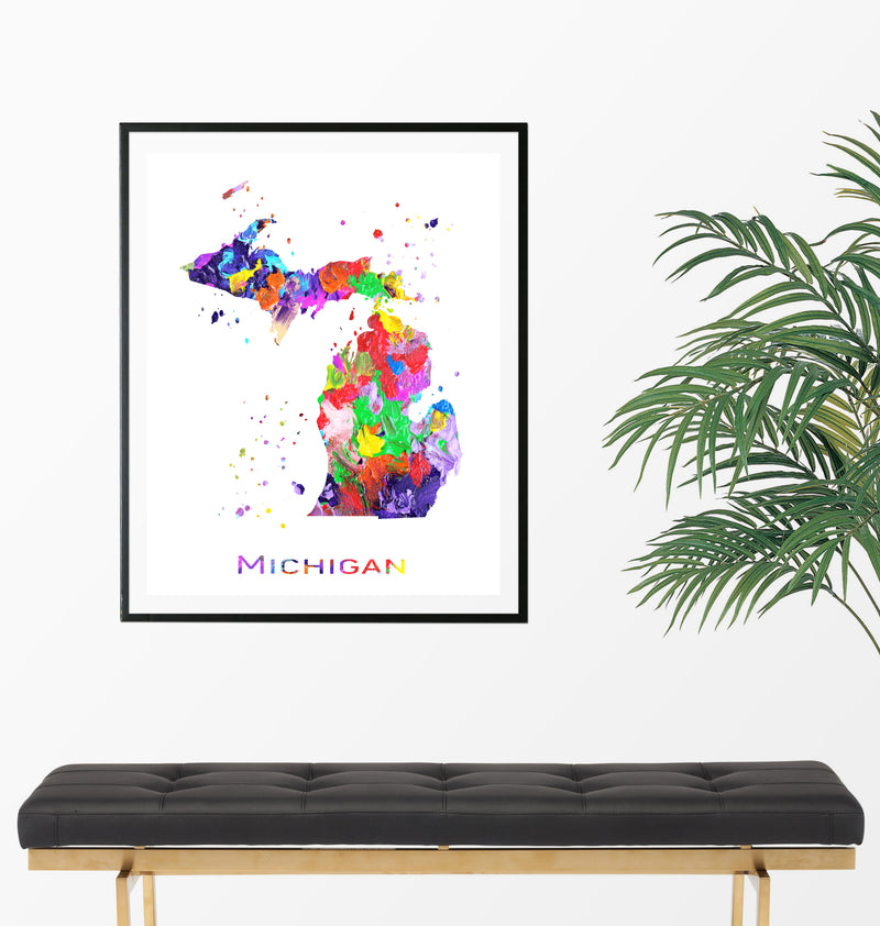 Michigan Map Art Print - Unframed - Zuzi's