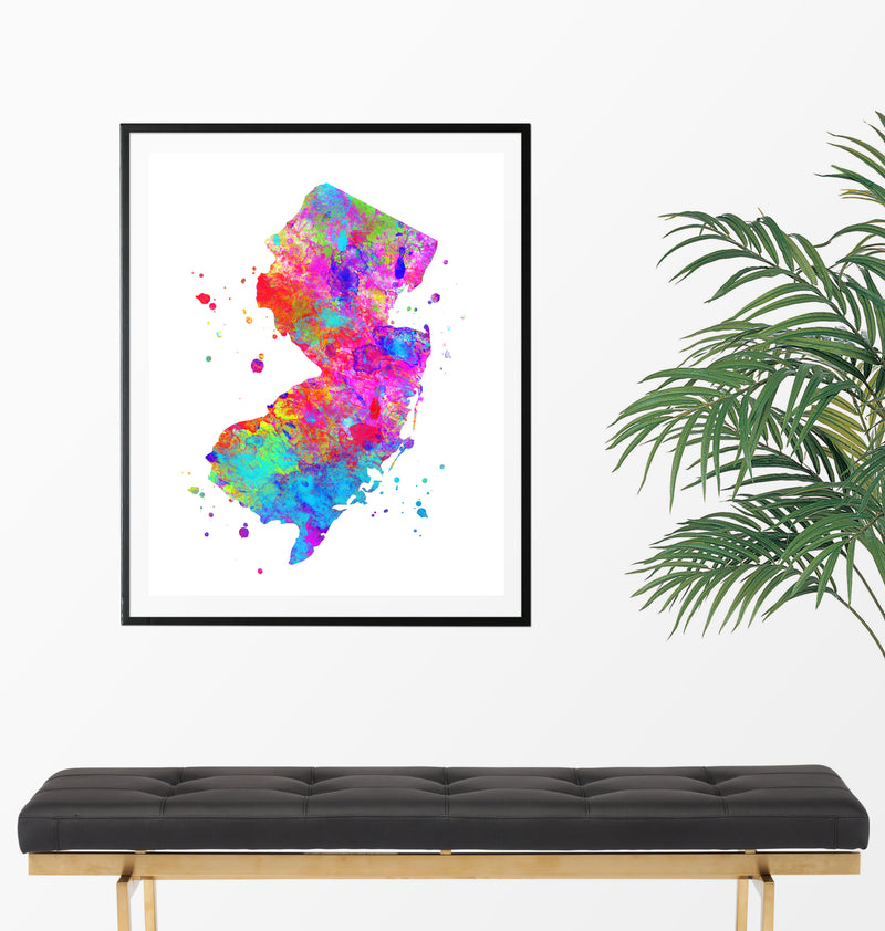 New Jersey Map Art Print - Unframed - Zuzi's