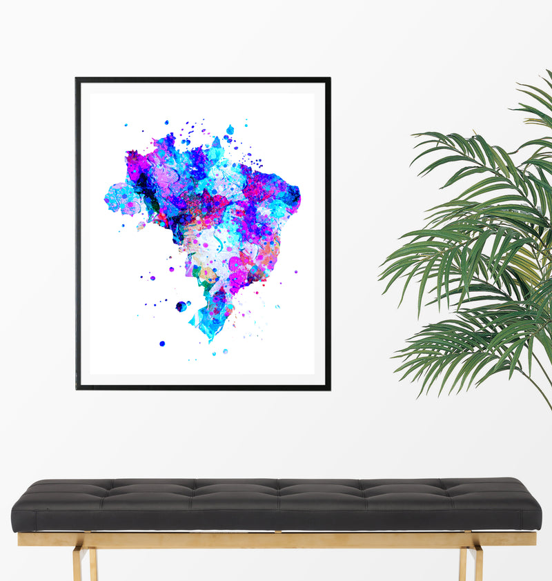 Brazil Map Art Print - Unframed - Zuzi's