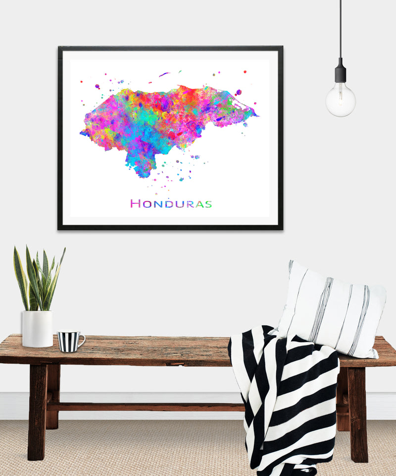 Honduras Map Art Print - Unframed - Zuzi's