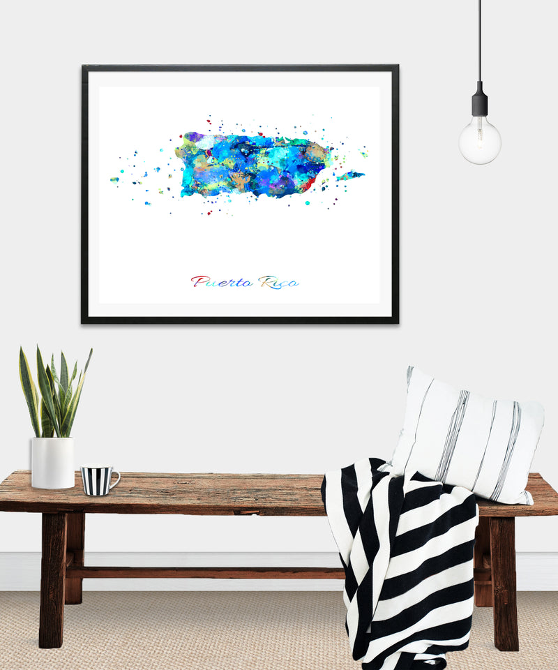 Puerto Rico Map Art Print - Unframed - Zuzi's