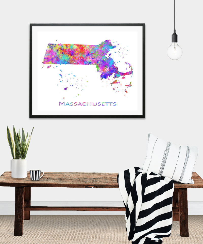 Massachusetts Map Art Print - Unframed - Zuzi's