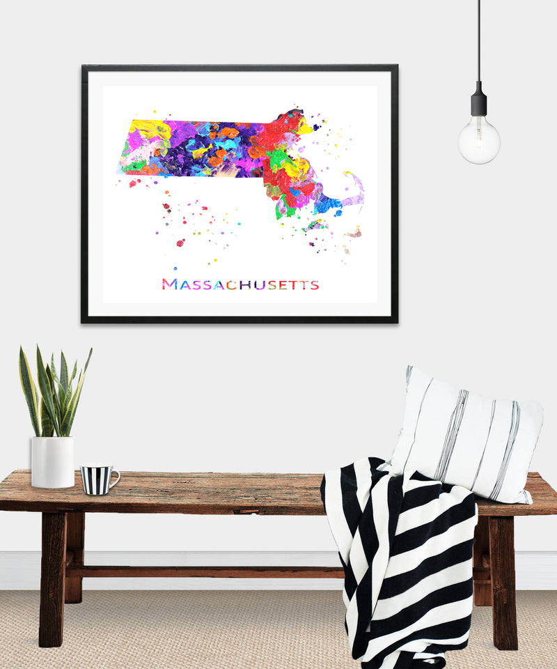 Massachusetts Map Art Print - Unframed - Zuzi's