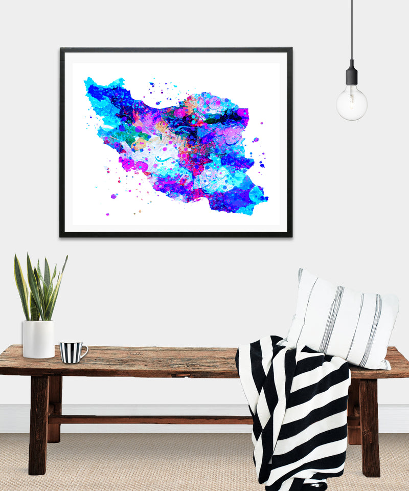 Iran Map Art Print - Unframed - Zuzi's