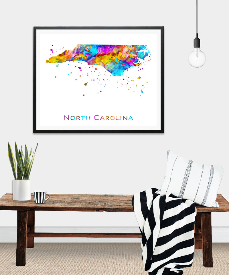 North Carolina Map Art Print - Unframed - Zuzi's