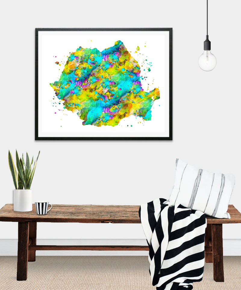 Romania Map Art Print - Unframed - Zuzi's