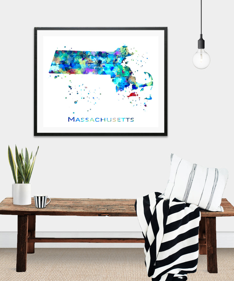 Massachusetts Map Art Print - Unframed - Zuzi's