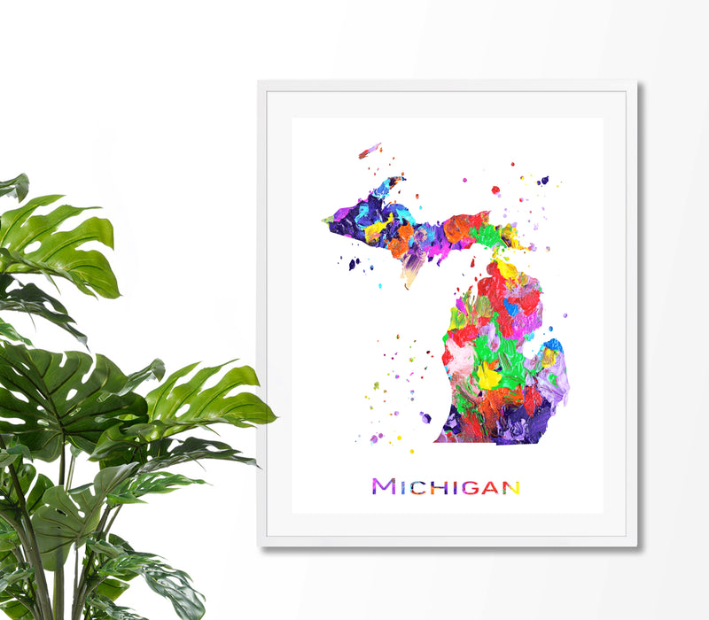 Michigan Map Art Print - Unframed - Zuzi's