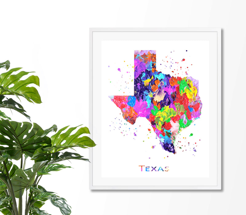 Texas Map Art Print - Unframed - Zuzi's