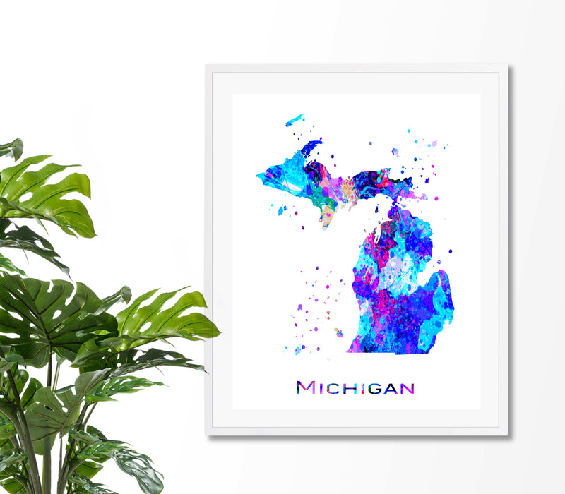 Michigan Map Art Print - Unframed - Zuzi's