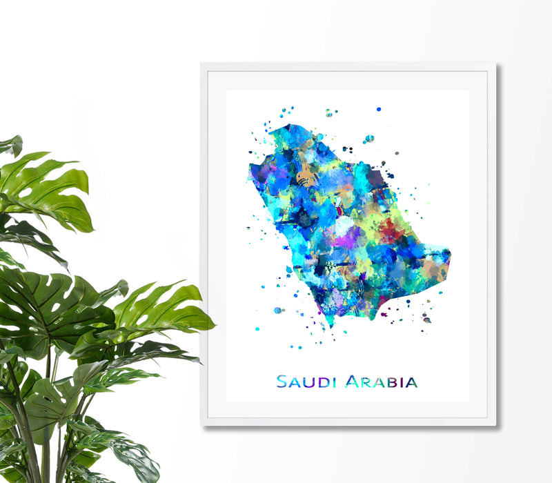 Saudi Arabia Map Art Print - Unframed - Zuzi's