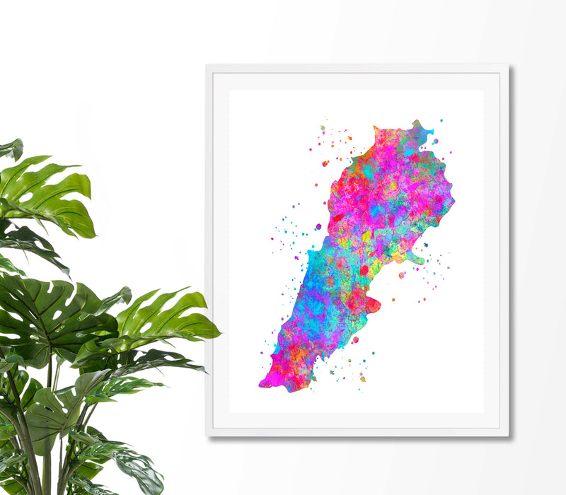 Lebanon Map Art Print - Unframed