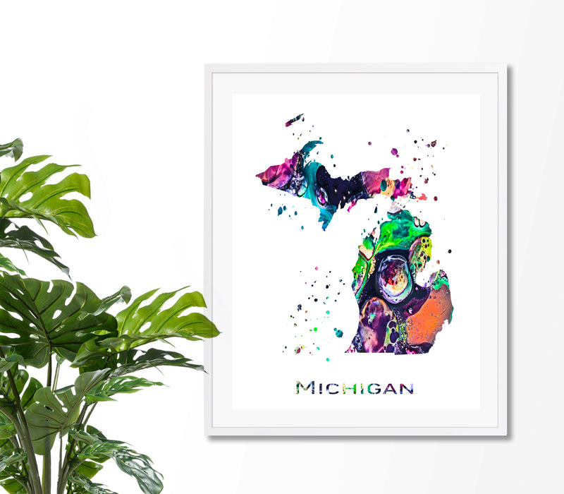 Michigan Map Art Print - Unframed - Zuzi's