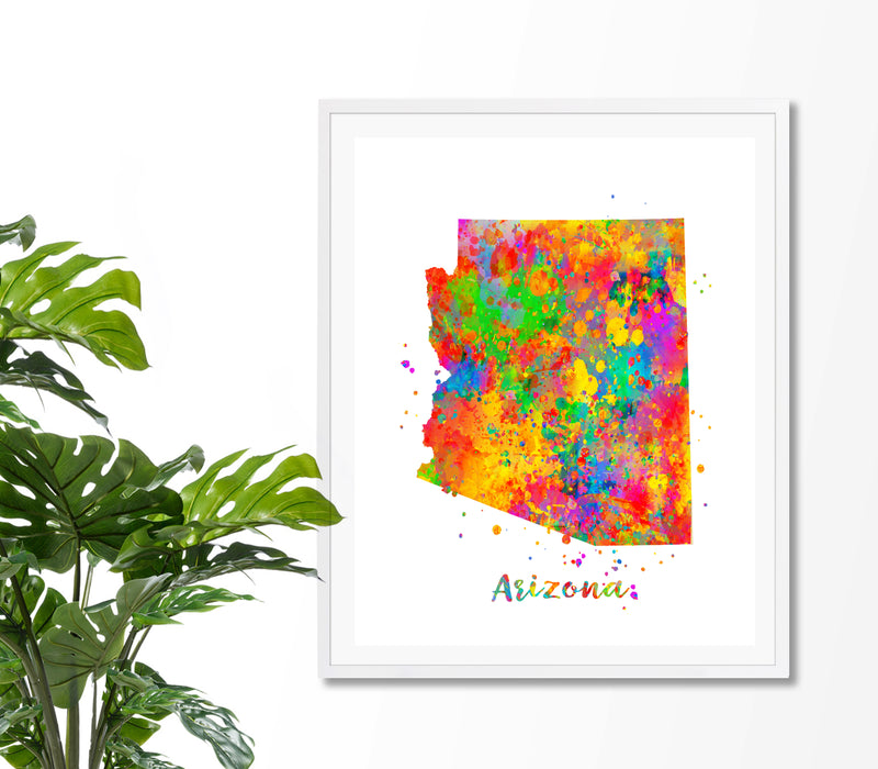 Arizona Map Watercolor Art Print - Unframed - Zuzi's