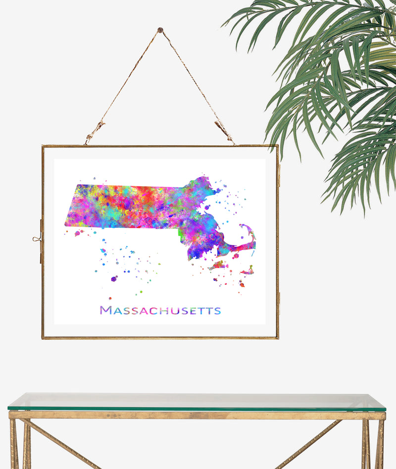 Massachusetts Map Art Print - Unframed - Zuzi's