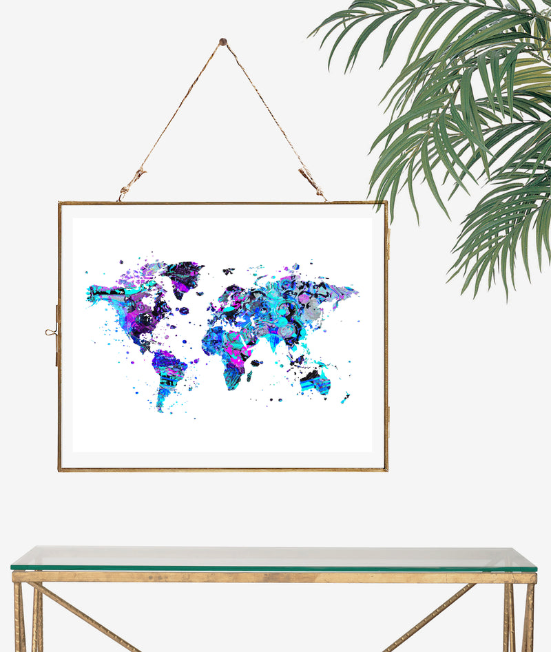 World Map Watercolor Art Print - Unframed - Zuzi's