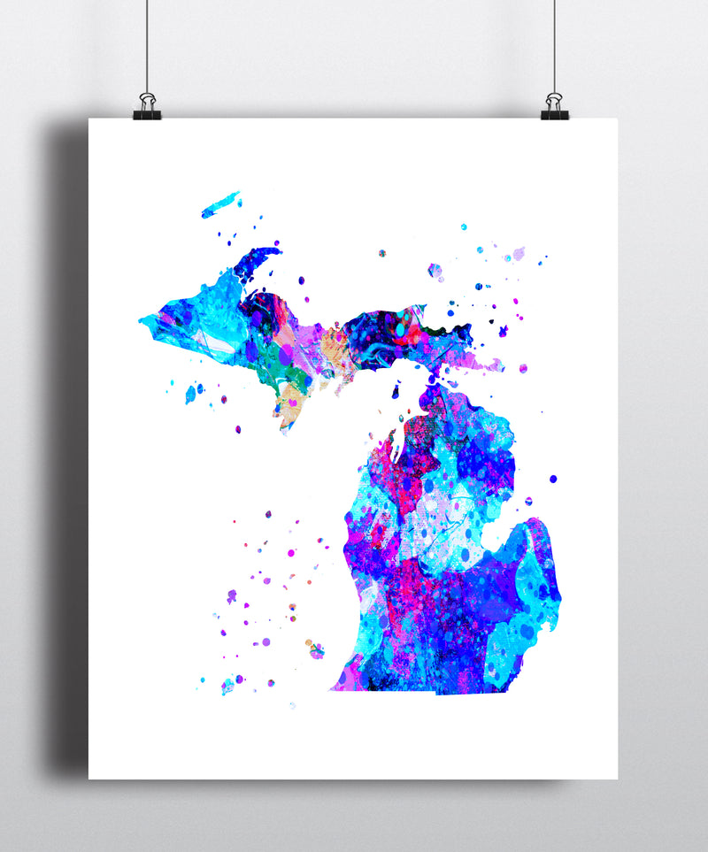 Michigan Map Art Print - Unframed - Zuzi's