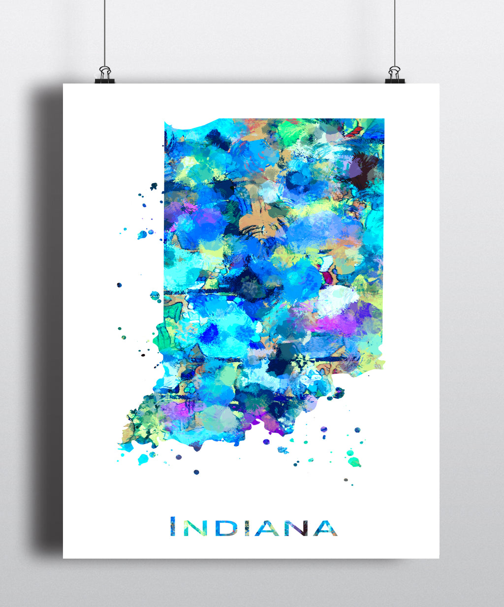 Indiana Map Art Print - Unframed - Zuzi's