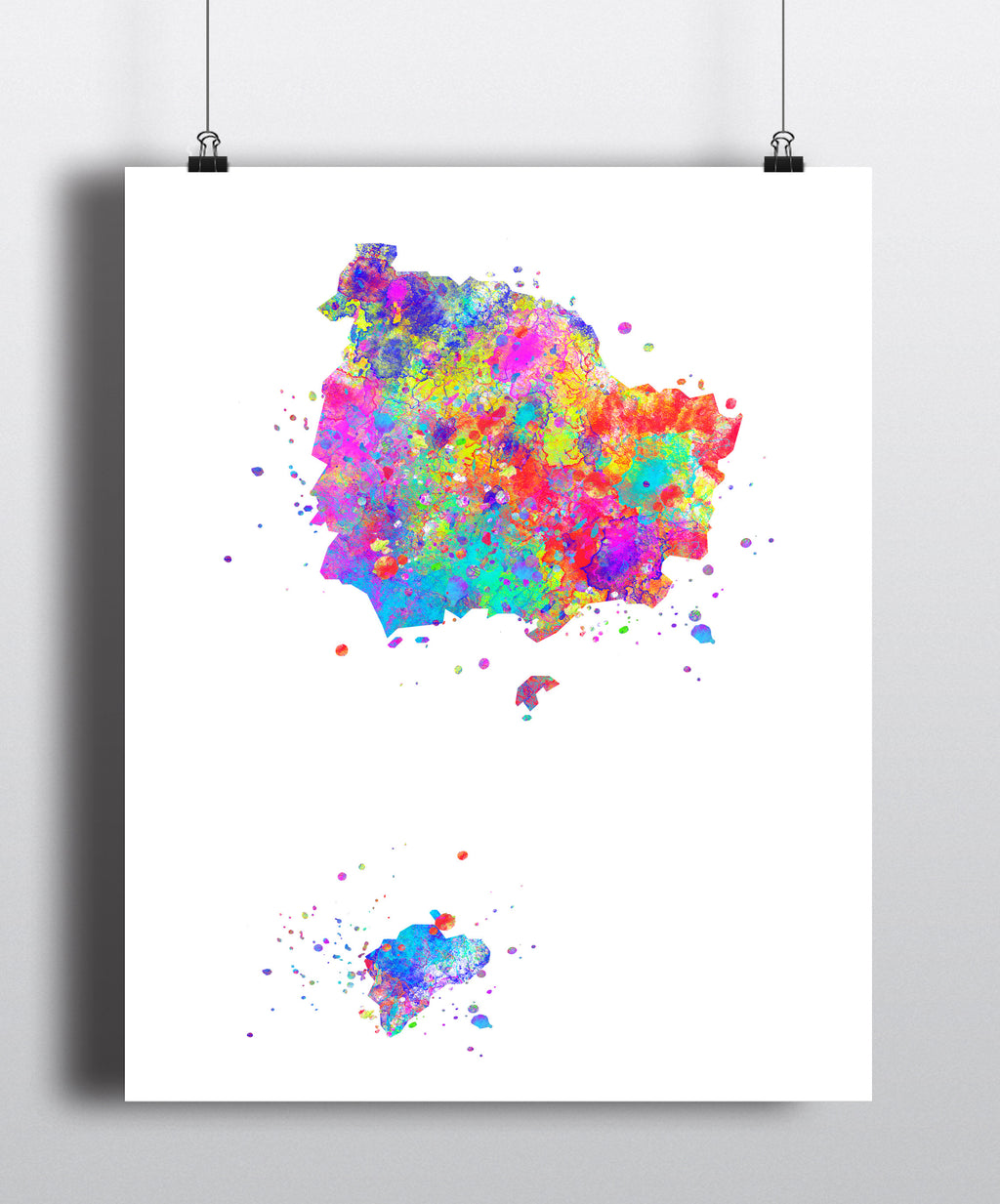 Norfolk Island Map Art Print - Unframed - Zuzi's