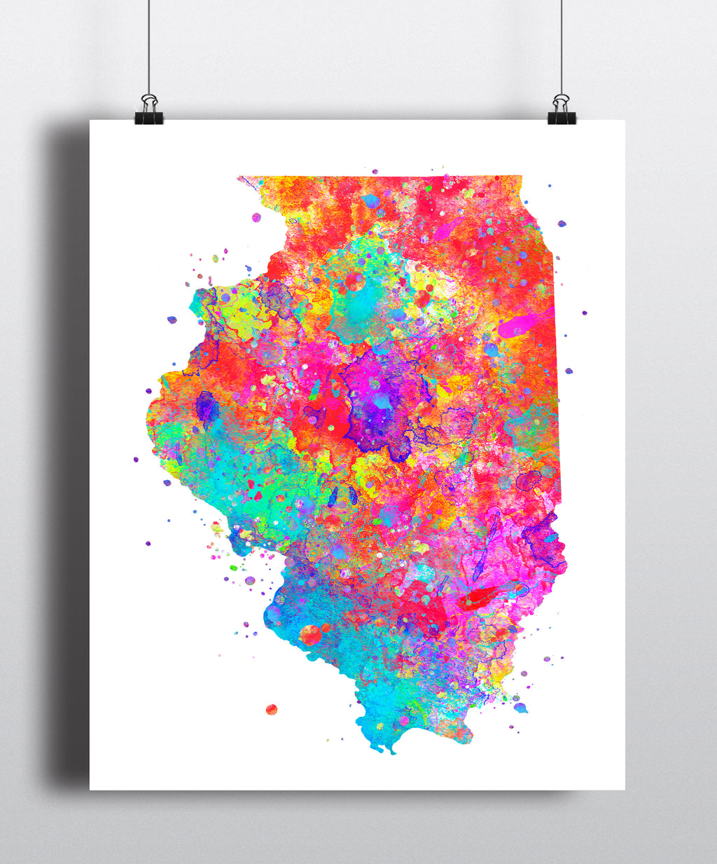 Illinois Map Watercolor Art Print - Unframed - Zuzi's