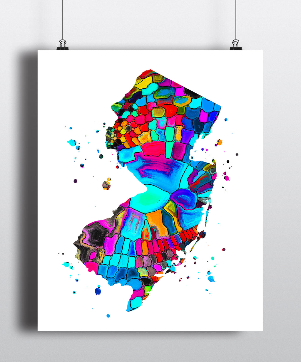 New Jersey Map Art Print - Unframed - Zuzi's