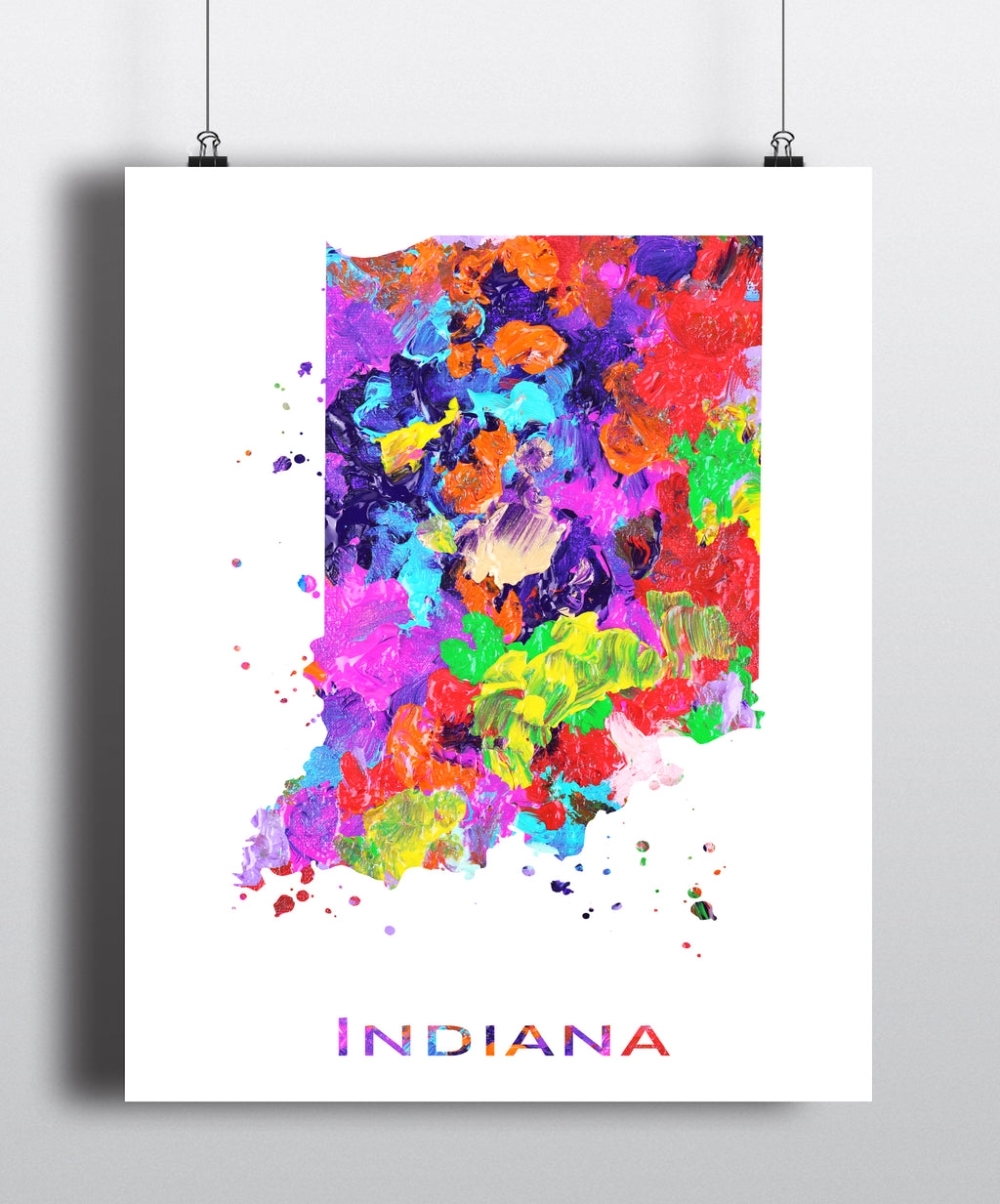 Indiana Map Art Print - Unframed - Zuzi's