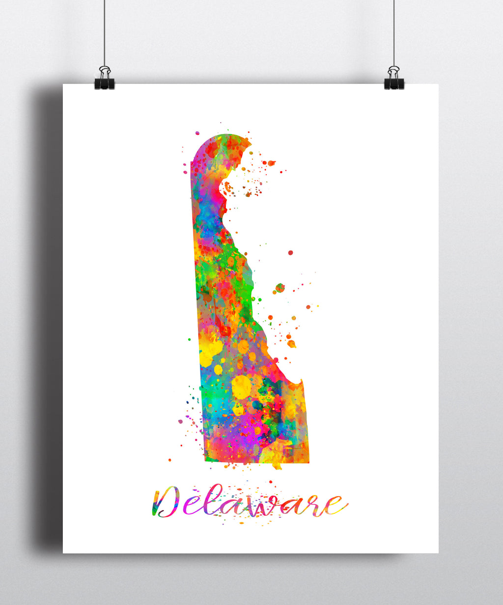 Delaware Map Watercolor Art Print - Unframed - Zuzi's