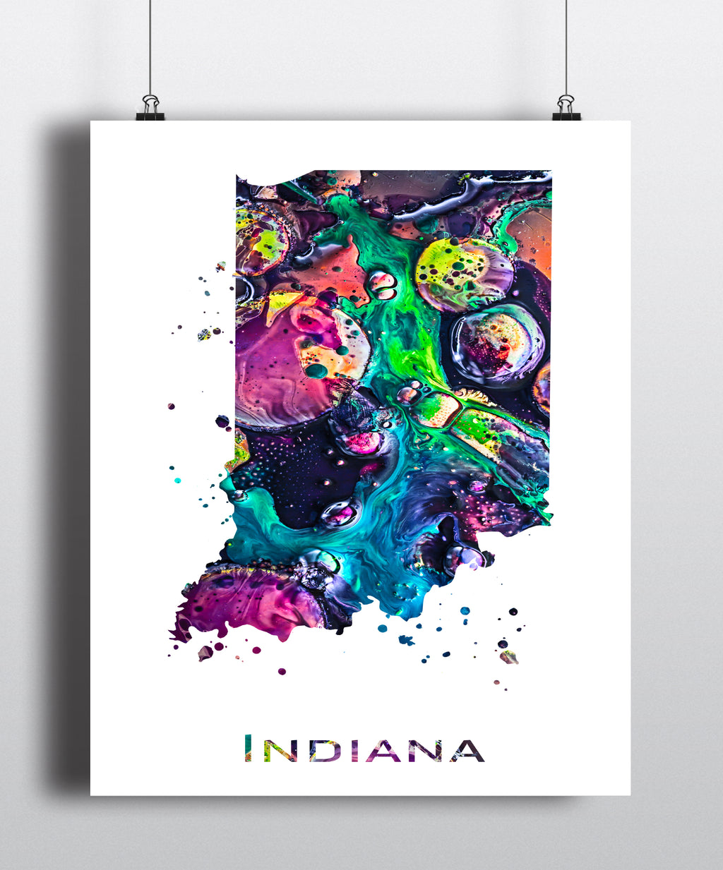 Indiana Map Art Print - Unframed - Zuzi's