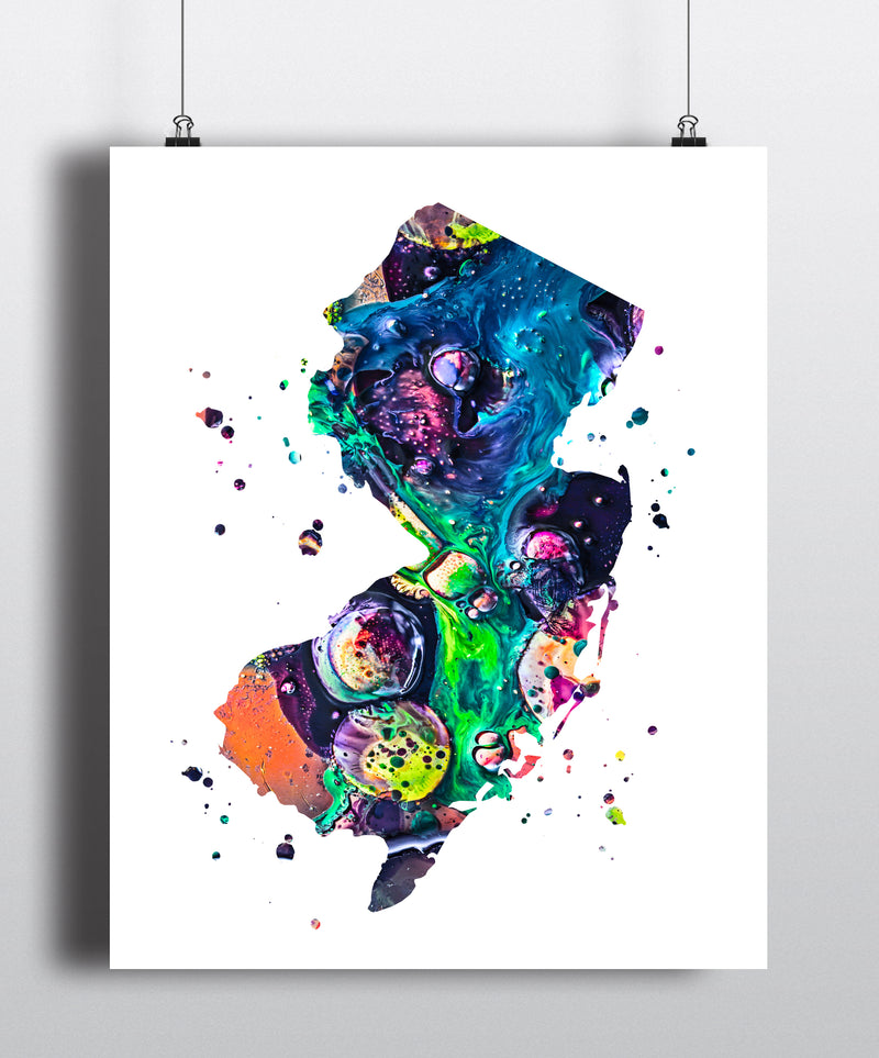 New Jersey Map Art Print - Unframed - Zuzi's