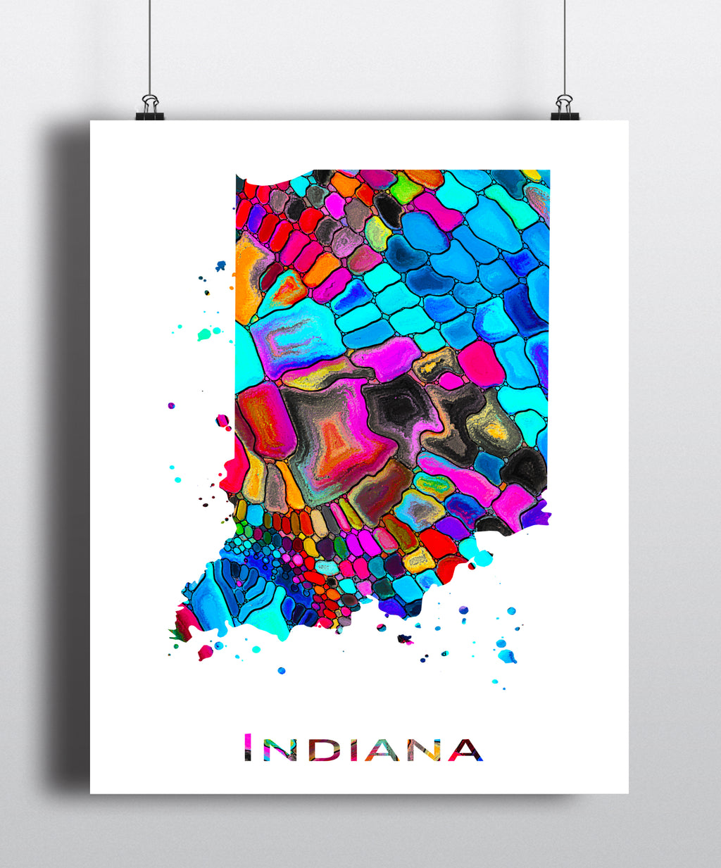 Indiana Map Art Print - Unframed - Zuzi's