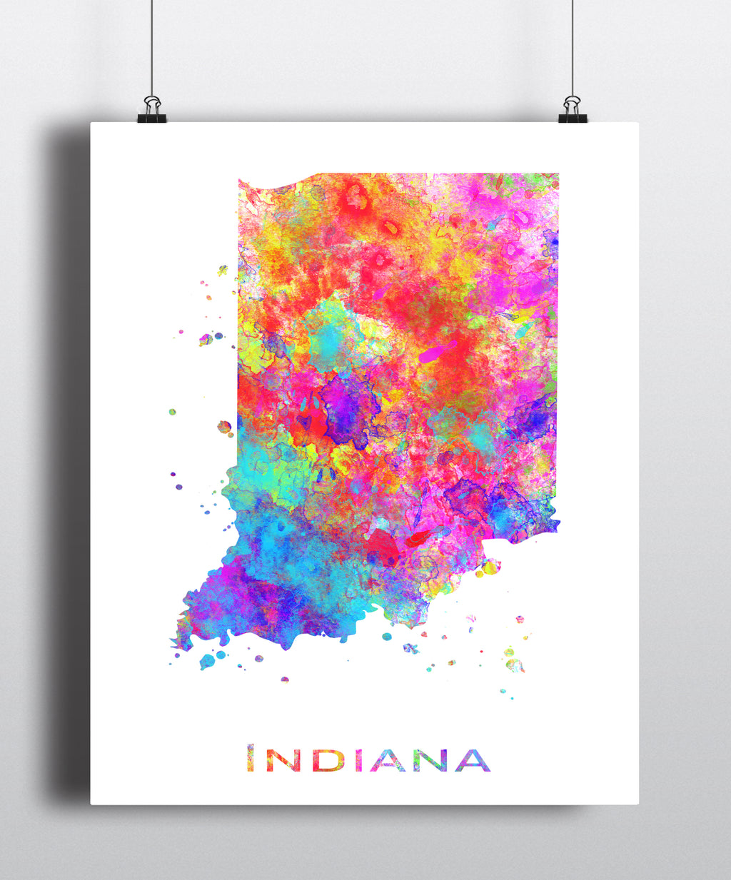 Indiana Map Art Print - Unframed - Zuzi's