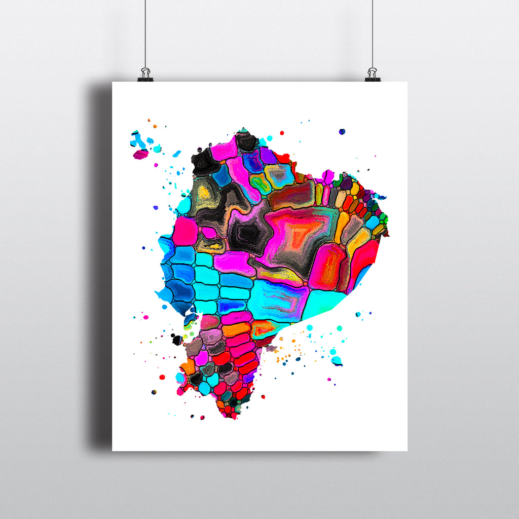 Ecuador Map Art Print - Unframed - Zuzi's