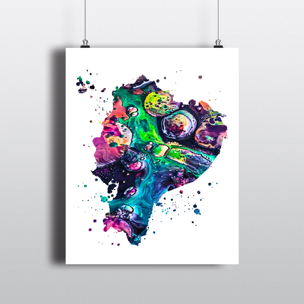 Ecuador Map Art Print - Unframed - Zuzi's