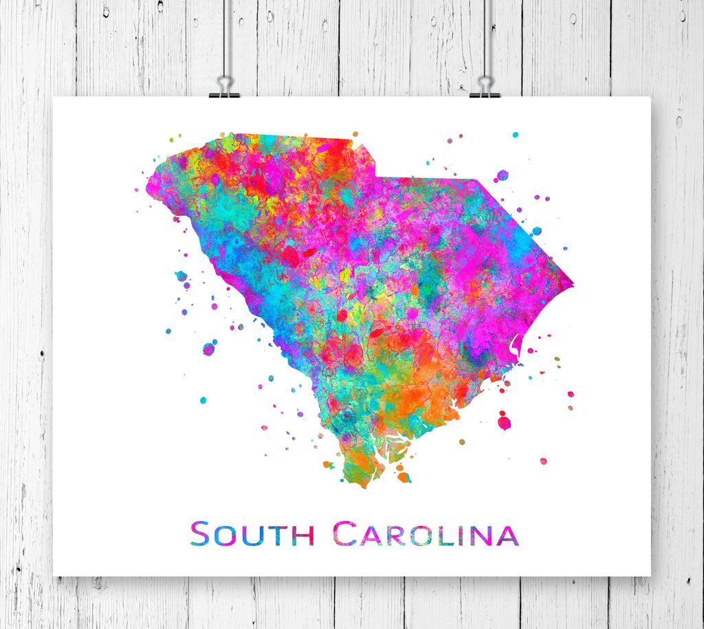 South Carolina Map Art Print - Unframed - Zuzi's