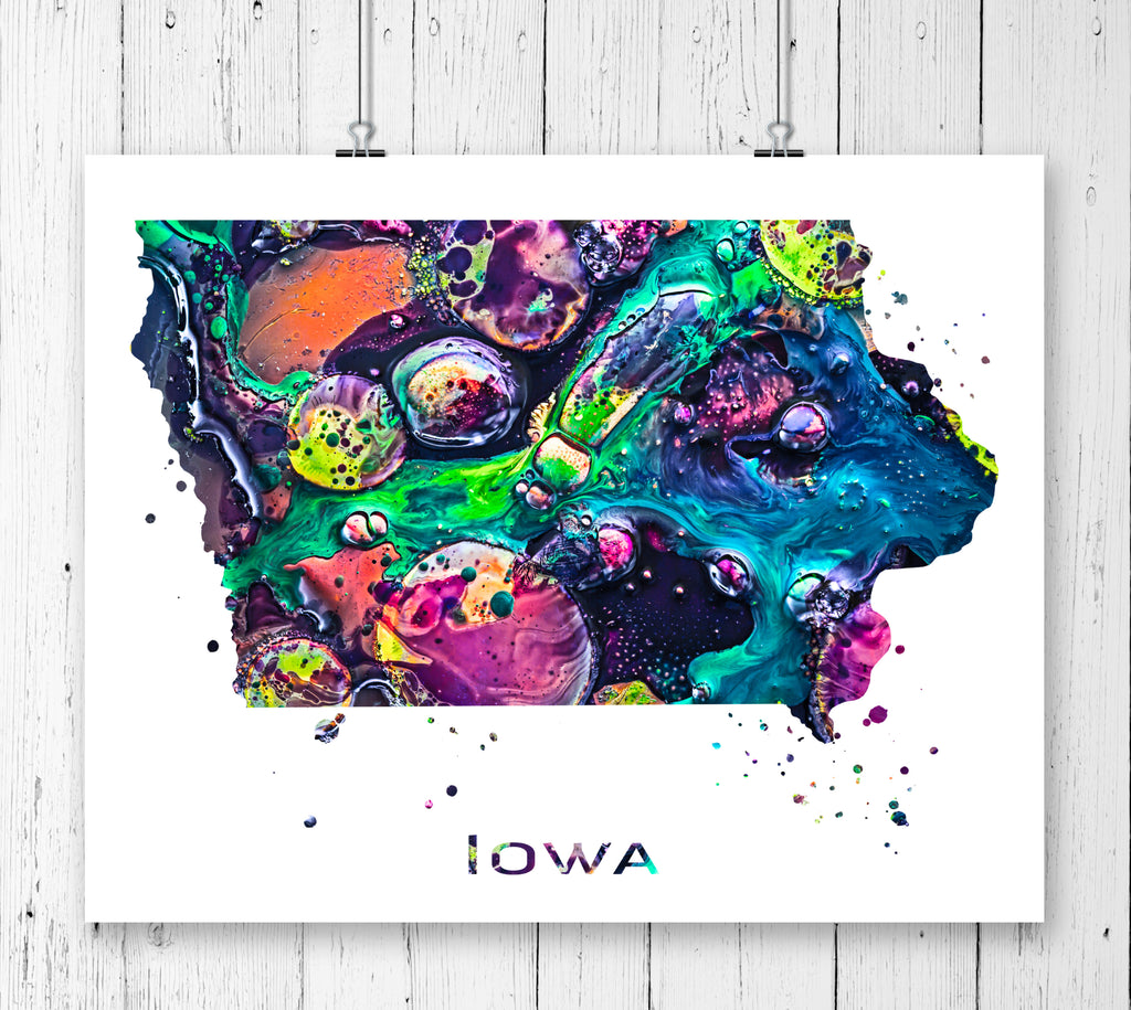 Iowa Map Art Print - Unframed - Zuzi's