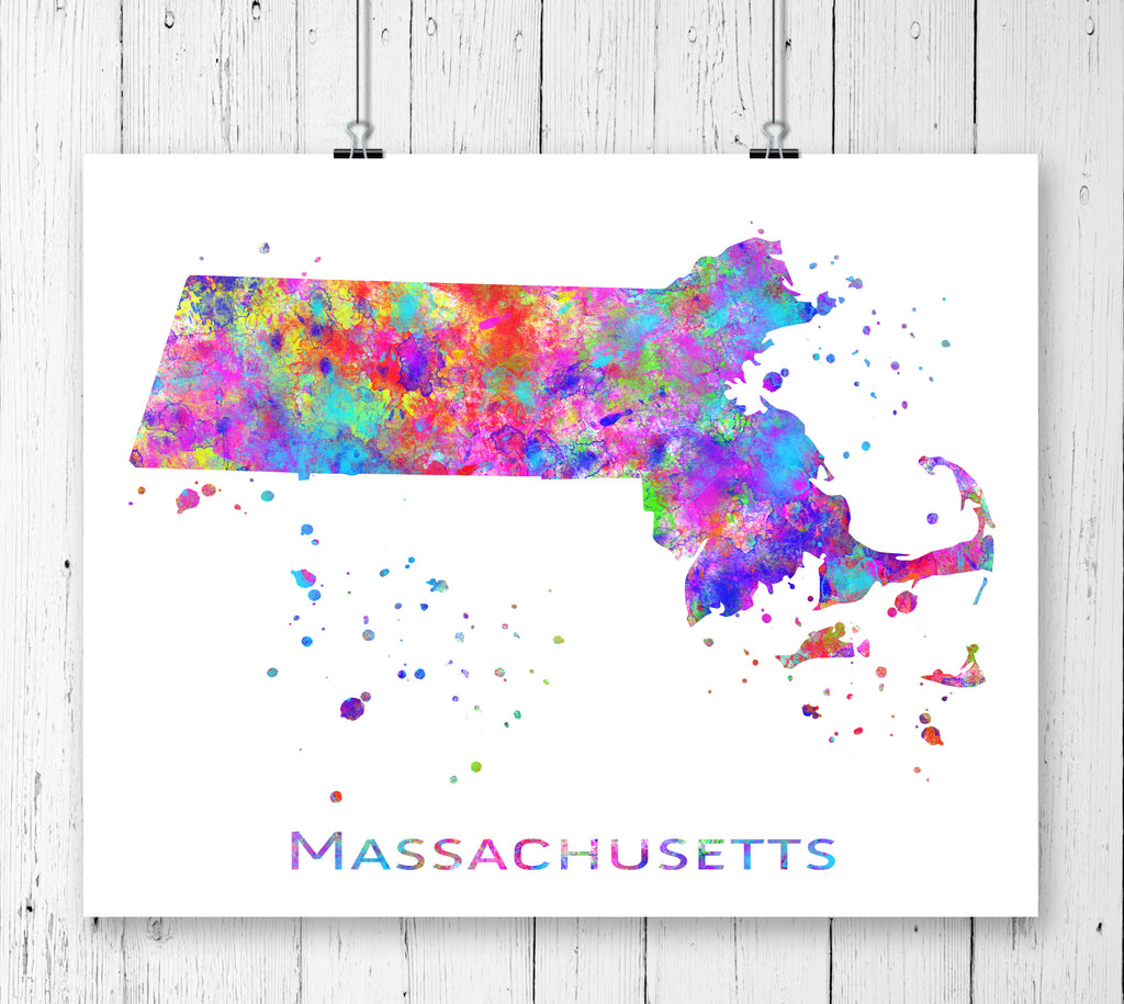 Massachusetts Map Art Print - Unframed - Zuzi's