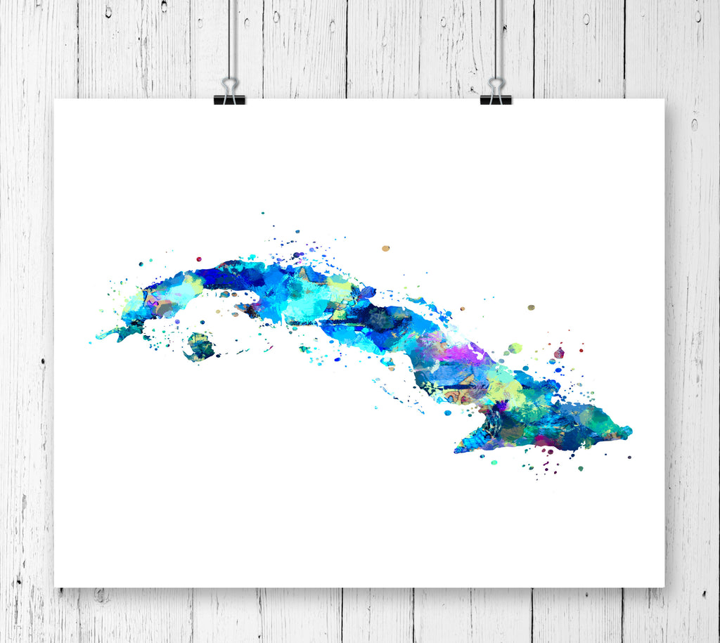 Cuba Map Art Print - Unframed - Zuzi's