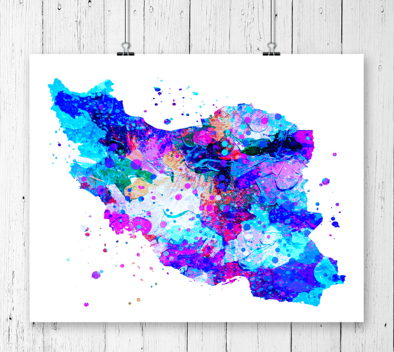 Iran Map Art Print - Unframed - Zuzi's