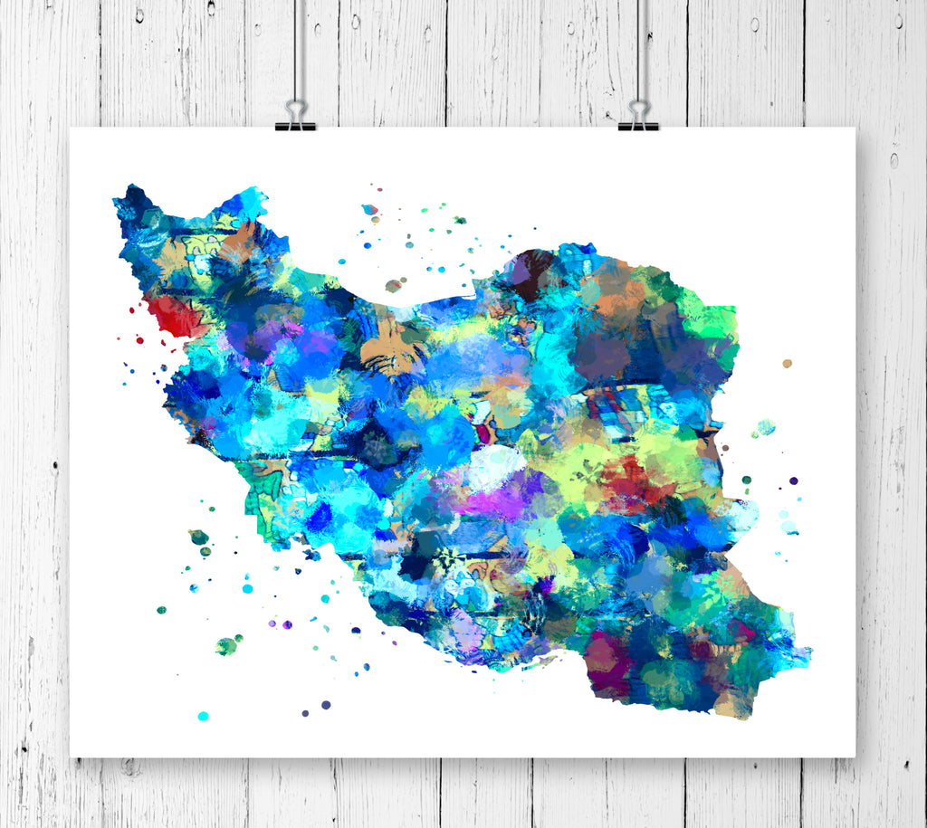 Iran Map Art Print - Unframed - Zuzi's