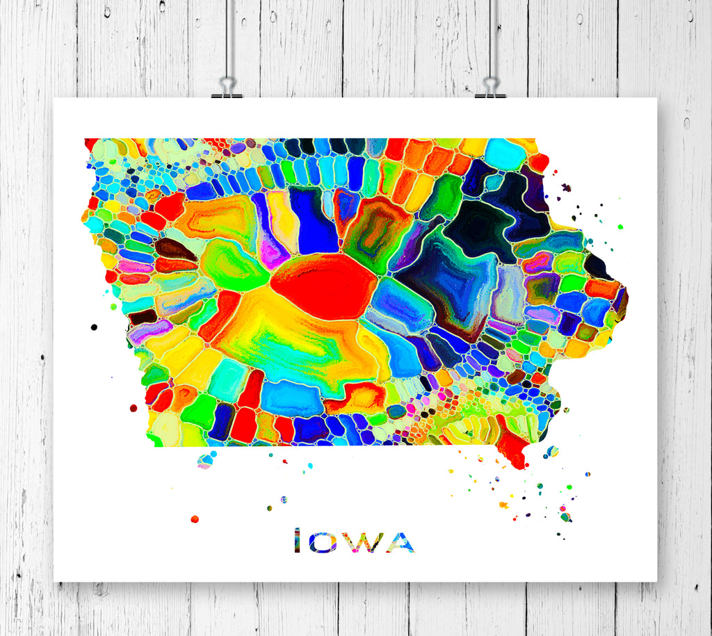 Iowa Map Art Print - Unframed - Zuzi's