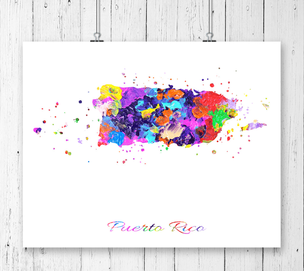 Puerto Rico Map Art Print - Unframed - Zuzi's