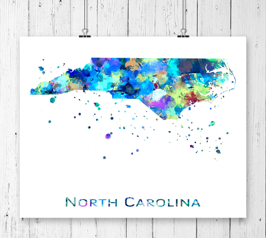 North Carolina Map Art Print - Unframed - Zuzi's