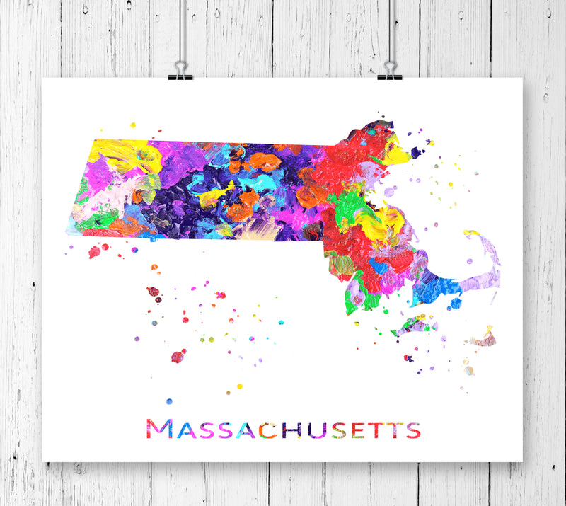 Massachusetts Map Art Print - Unframed - Zuzi's