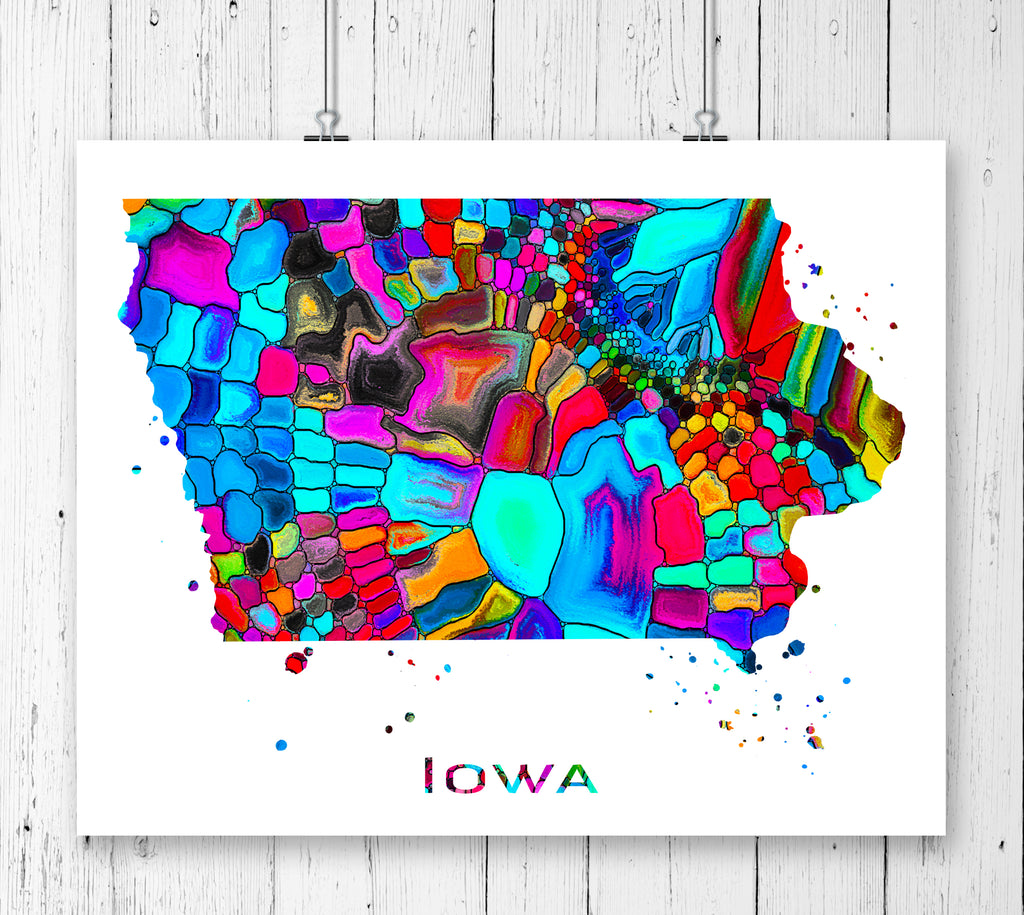 Iowa Map Art Print - Unframed - Zuzi's