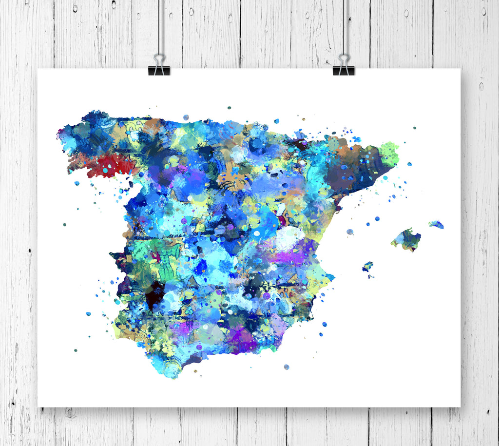 Spain Map Art Print - Unframed - Zuzi's