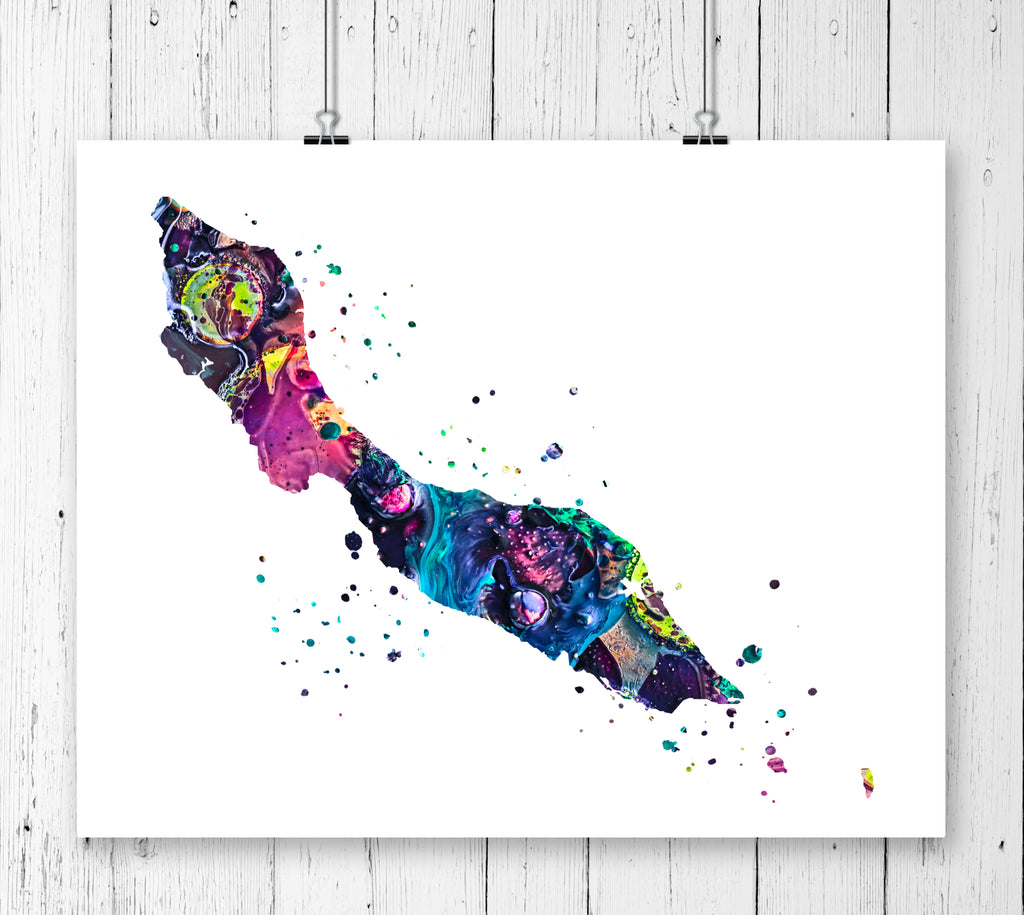 Curacao Map Art Print - Unframed - Zuzi's