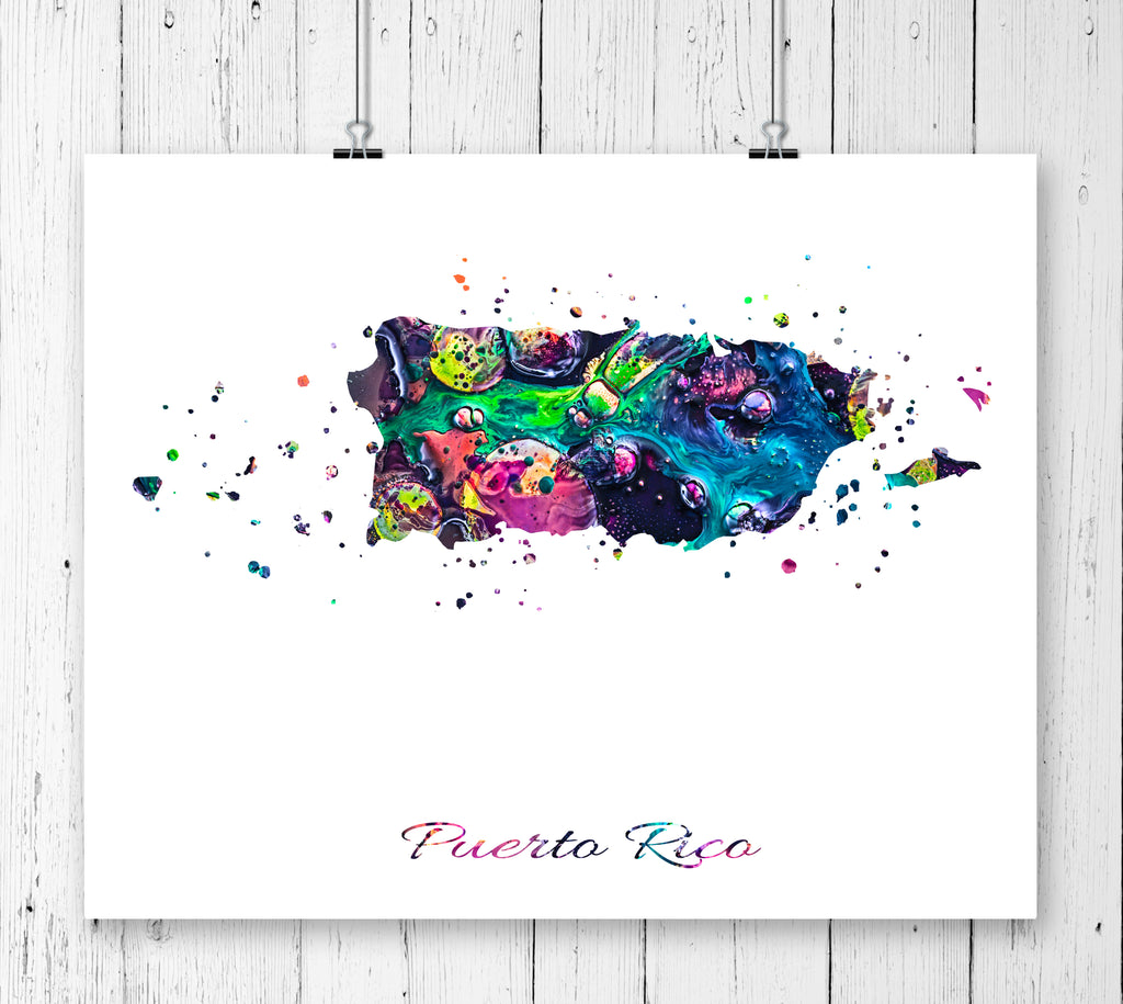 Puerto Rico Map Art Print - Unframed - Zuzi's